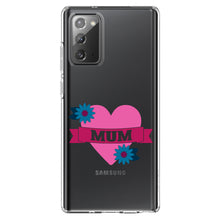 DistinctInk® Clear Shockproof Hybrid Case for Apple iPhone / Samsung Galaxy / Google Pixel - Love Mum - Flower Heart Banner