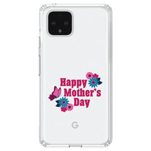 DistinctInk® Clear Shockproof Hybrid Case for Apple iPhone / Samsung Galaxy / Google Pixel - Happy Mother's Day - Flowers Butterfly