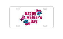 DistinctInk Custom Aluminum Decorative Vanity Front License Plate - Happy Mother's Day - Flowers Butterfly