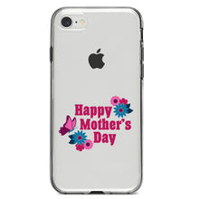 DistinctInk® Clear Shockproof Hybrid Case for Apple iPhone / Samsung Galaxy / Google Pixel - Happy Mother's Day - Flowers Butterfly