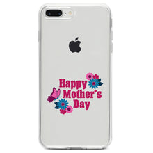 DistinctInk® Clear Shockproof Hybrid Case for Apple iPhone / Samsung Galaxy / Google Pixel - Happy Mother's Day - Flowers Butterfly