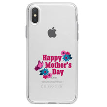 DistinctInk® Clear Shockproof Hybrid Case for Apple iPhone / Samsung Galaxy / Google Pixel - Happy Mother's Day - Flowers Butterfly