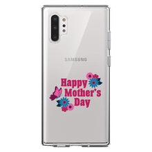 DistinctInk® Clear Shockproof Hybrid Case for Apple iPhone / Samsung Galaxy / Google Pixel - Happy Mother's Day - Flowers Butterfly