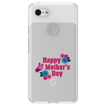DistinctInk® Clear Shockproof Hybrid Case for Apple iPhone / Samsung Galaxy / Google Pixel - Happy Mother's Day - Flowers Butterfly