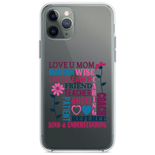 DistinctInk® Clear Shockproof Hybrid Case for Apple iPhone / Samsung Galaxy / Google Pixel - Love U Mom Word Art Mother's Day