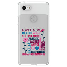 DistinctInk® Clear Shockproof Hybrid Case for Apple iPhone / Samsung Galaxy / Google Pixel - Love U Mom Word Art Mother's Day