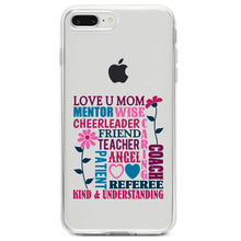 DistinctInk® Clear Shockproof Hybrid Case for Apple iPhone / Samsung Galaxy / Google Pixel - Love U Mom Word Art Mother's Day