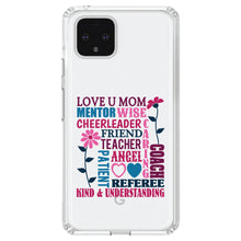 DistinctInk® Clear Shockproof Hybrid Case for Apple iPhone / Samsung Galaxy / Google Pixel - Love U Mom Word Art Mother's Day