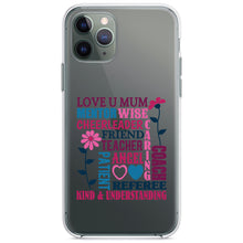 DistinctInk® Clear Shockproof Hybrid Case for Apple iPhone / Samsung Galaxy / Google Pixel - Love U Mum Word Art Mother's Day