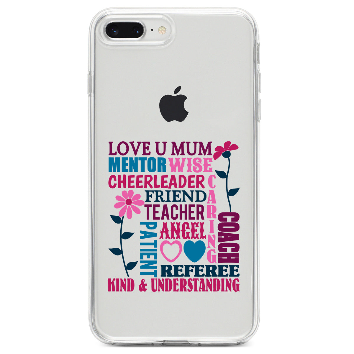 Love U Mum Word Art Mother's Day Clear Shockproof iPhone Case, view 6