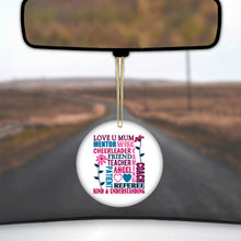DistinctInk® Hanging Ceramic Christmas Tree Ornament with Gold String - Great Gift / Present - 2 3/4 inch Diameter - Love U Mum Word Art Mother's Day