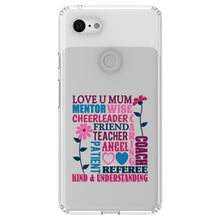 DistinctInk® Clear Shockproof Hybrid Case for Apple iPhone / Samsung Galaxy / Google Pixel - Love U Mum Word Art Mother's Day
