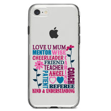 DistinctInk® Clear Shockproof Hybrid Case for Apple iPhone / Samsung Galaxy / Google Pixel - Love U Mum Word Art Mother's Day
