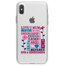 DistinctInk® Clear Shockproof Hybrid Case for Apple iPhone / Samsung Galaxy / Google Pixel - Love U Mum Word Art Mother's Day