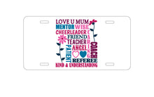 DistinctInk Custom Aluminum Decorative Vanity Front License Plate - Love U Mum Word Art Mother's Day