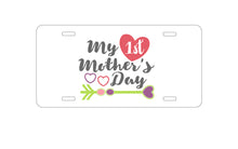 DistinctInk Custom Aluminum Decorative Vanity Front License Plate - My First Mother's Day Hearts