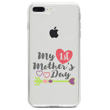 DistinctInk® Clear Shockproof Hybrid Case for Apple iPhone / Samsung Galaxy / Google Pixel - My First Mother's Day Hearts