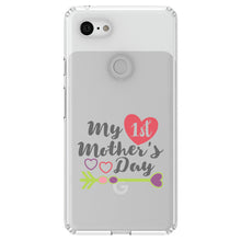 DistinctInk® Clear Shockproof Hybrid Case for Apple iPhone / Samsung Galaxy / Google Pixel - My First Mother's Day Hearts