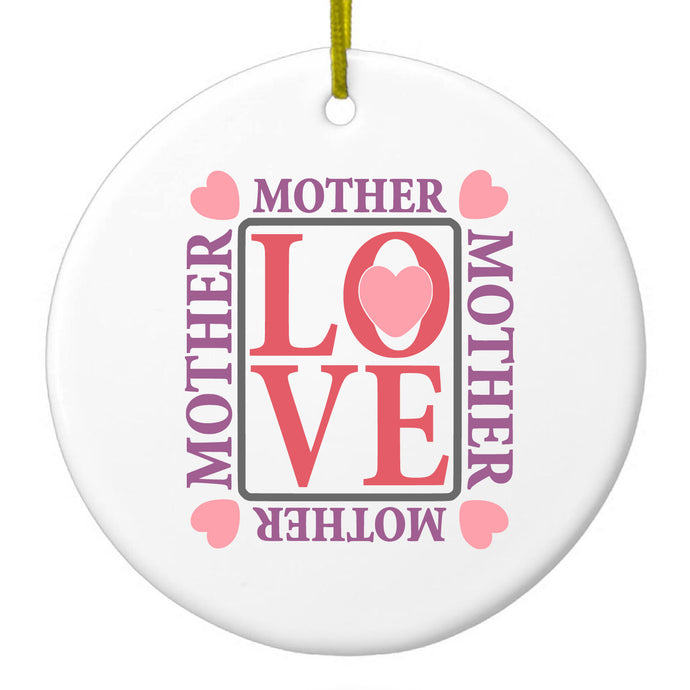 Love Mother Hearts Pink Purple Ceramic Ornament