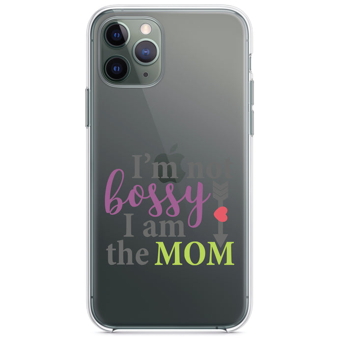 DistinctInk® Clear Shockproof Hybrid Case for Apple iPhone / Samsung Galaxy / Google Pixel - I'm Not Bossy I Am The Mom