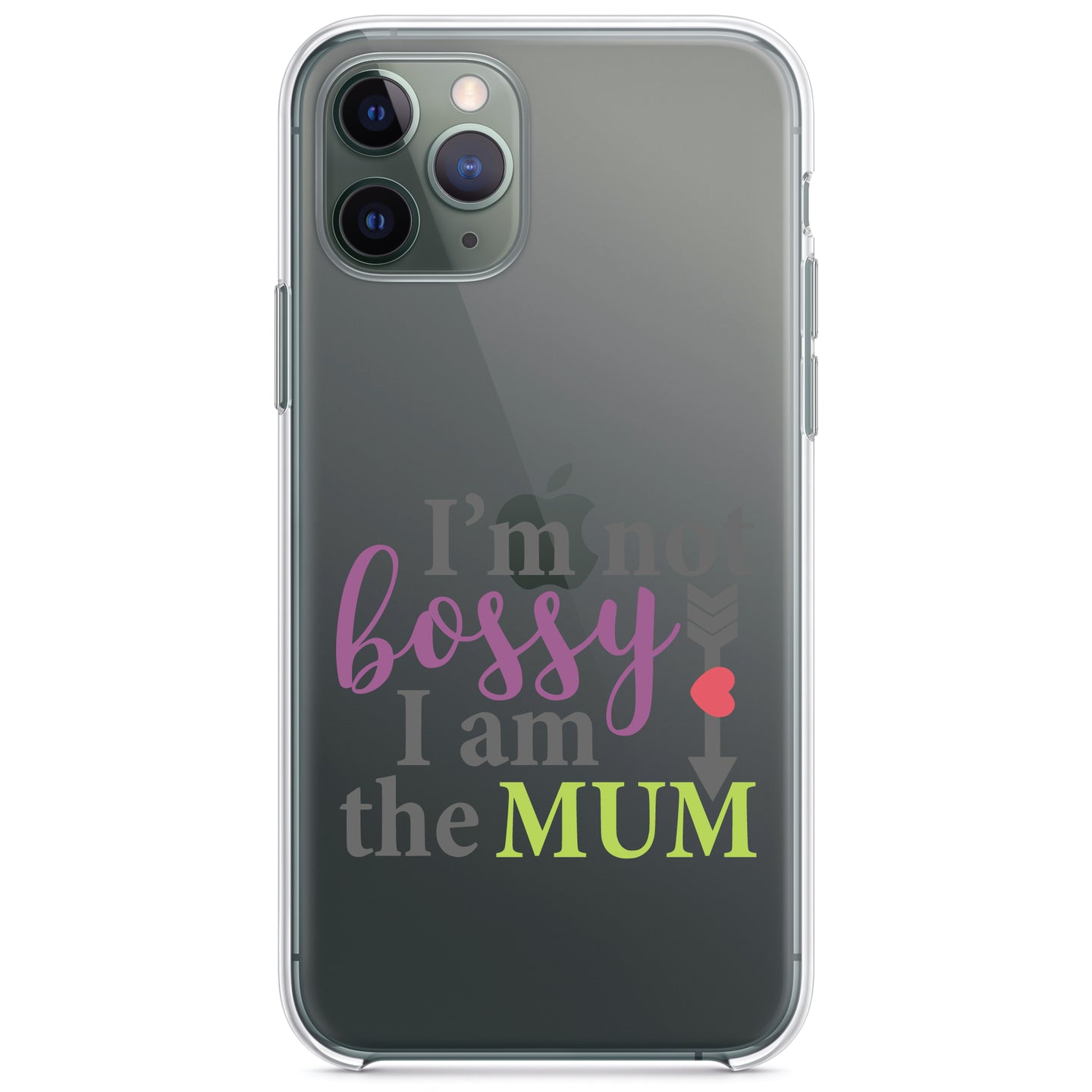 DistinctInk® Clear Shockproof Hybrid Case for Apple iPhone / Samsung Galaxy / Google Pixel - I'm Not Bossy I Am The Mum