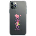 Mom, Pink Bird & Flowers Clear Shockproof iPhone Case