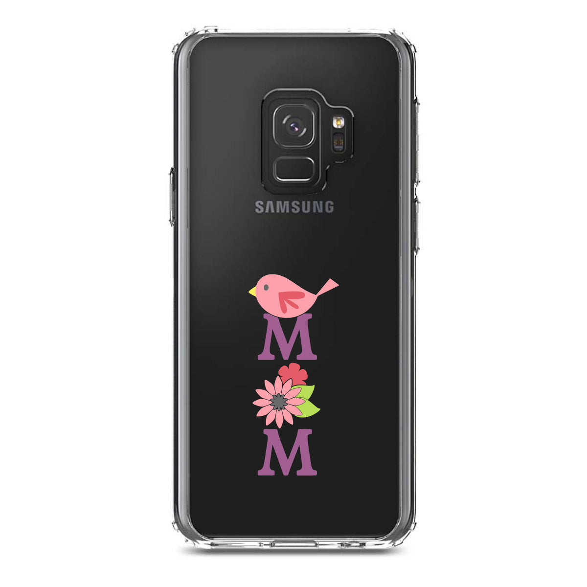 Mom, Pink Bird & Flowers Clear Shockproof iPhone Case, view 19