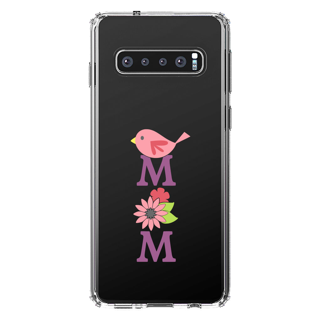 Mom, Pink Bird & Flowers Clear Shockproof iPhone Case, view 16