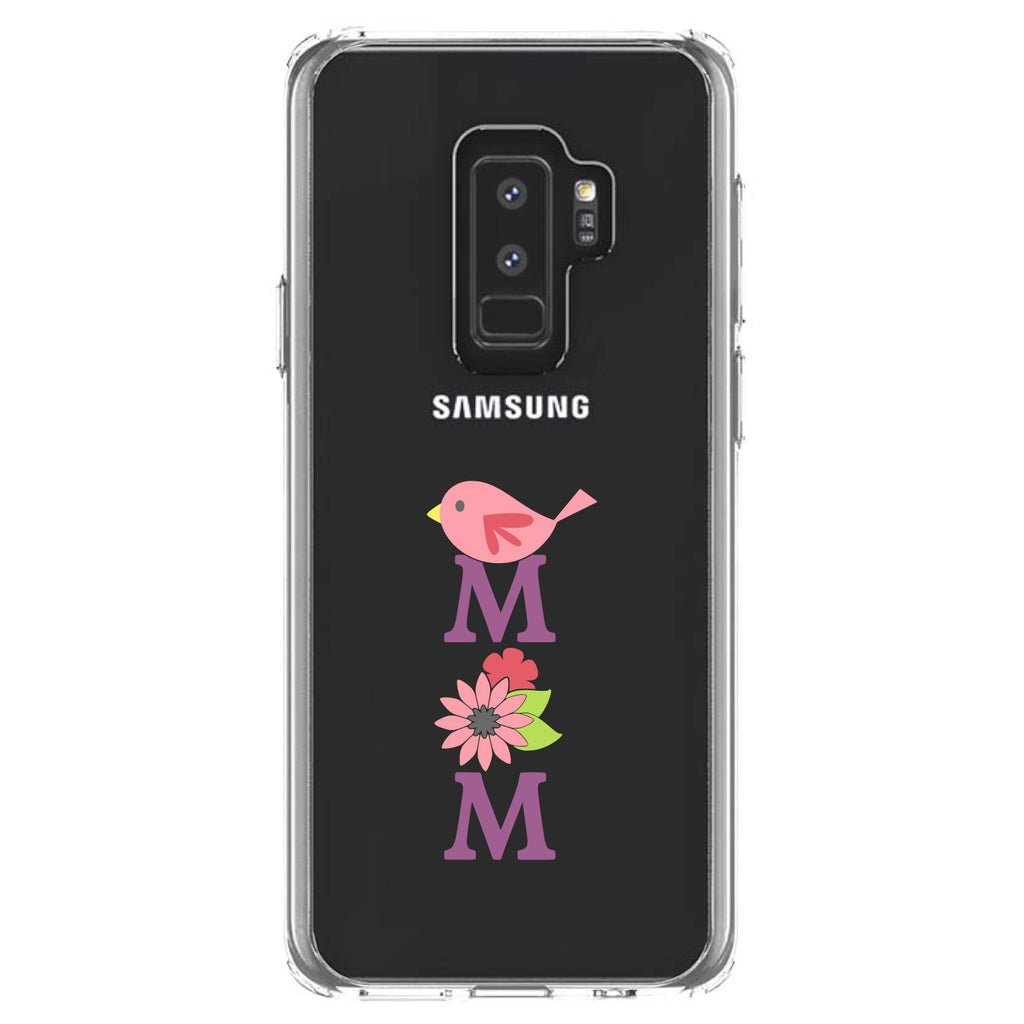 Mom, Pink Bird & Flowers Clear Shockproof iPhone Case, view 20