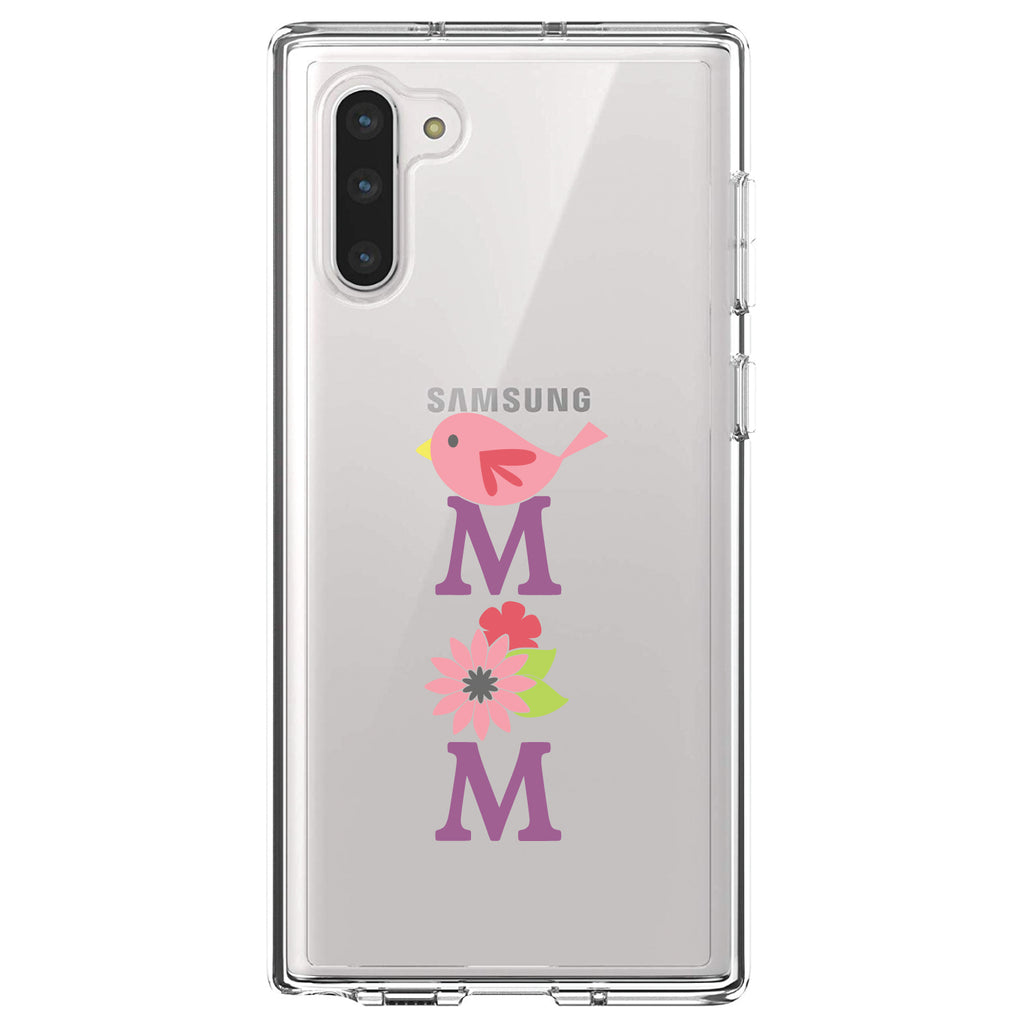 Mom, Pink Bird & Flowers Clear Shockproof iPhone Case, view 9