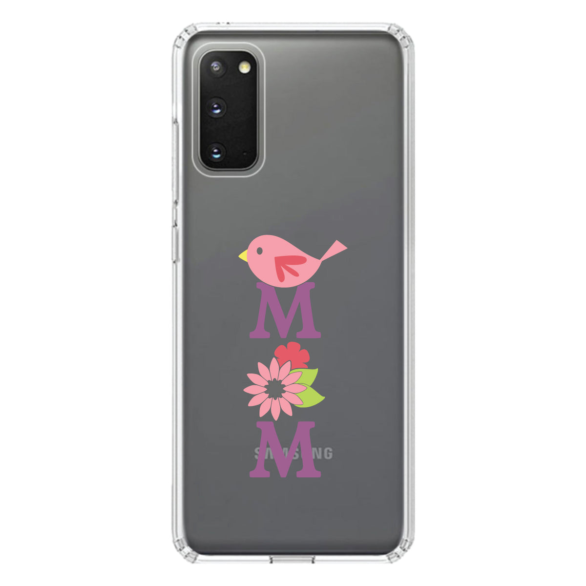 Mom, Pink Bird & Flowers Clear Shockproof iPhone Case, view 13