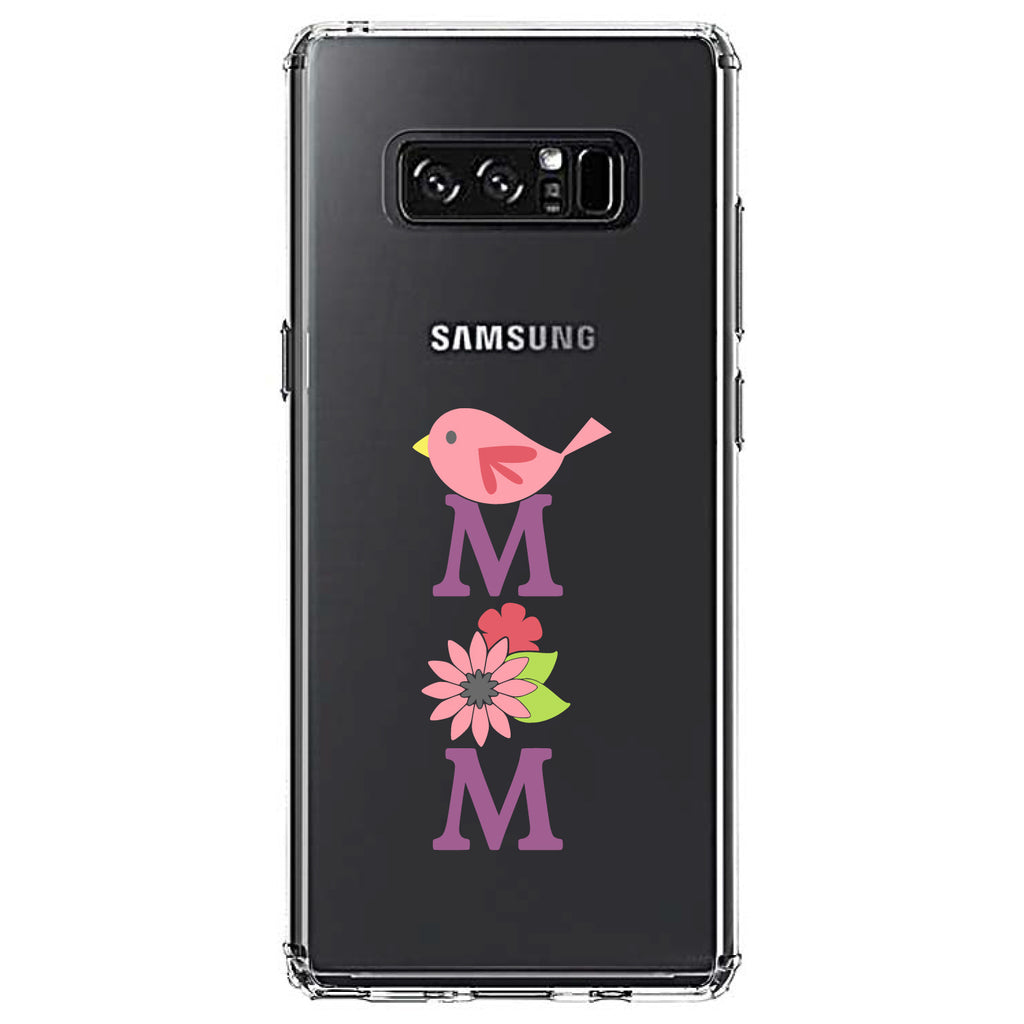 Mom, Pink Bird & Flowers Clear Shockproof iPhone Case, view 12