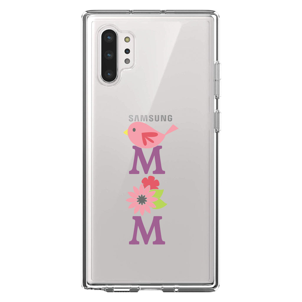 Mom, Pink Bird & Flowers Clear Shockproof iPhone Case, view 10
