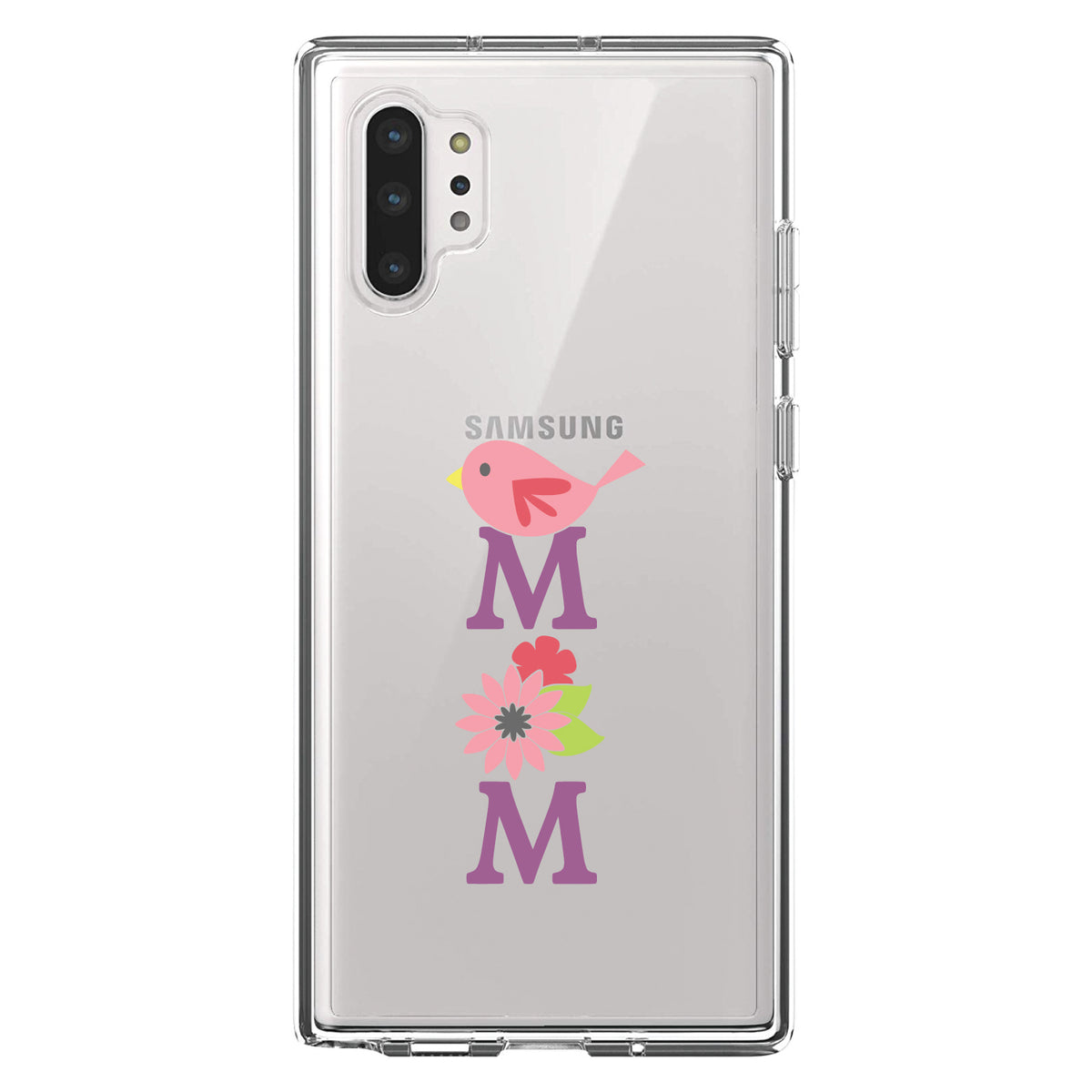 Mom, Pink Bird & Flowers Clear Shockproof iPhone Case, view 10