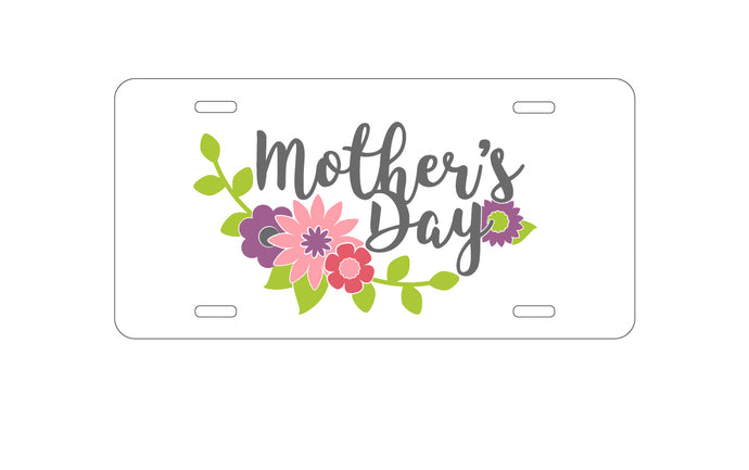 DistinctInk Custom Aluminum Decorative Vanity Front License Plate - Mother's Day - Pink Purple Flowers
