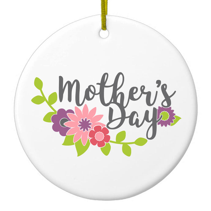 Pink Purple Flowers Ceramic Ornament