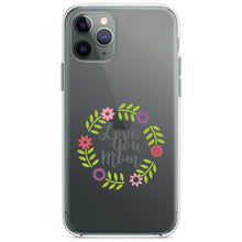 DistinctInk® Clear Shockproof Hybrid Case for Apple iPhone / Samsung Galaxy / Google Pixel - Love You Mom - Floral Border