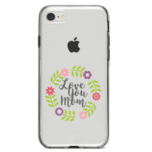 DistinctInk® Clear Shockproof Hybrid Case for Apple iPhone / Samsung Galaxy / Google Pixel - Love You Mom - Floral Border