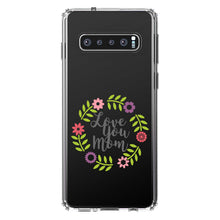 DistinctInk® Clear Shockproof Hybrid Case for Apple iPhone / Samsung Galaxy / Google Pixel - Love You Mom - Floral Border