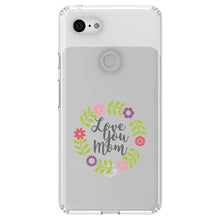 DistinctInk® Clear Shockproof Hybrid Case for Apple iPhone / Samsung Galaxy / Google Pixel - Love You Mom - Floral Border