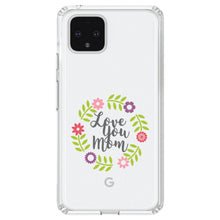 DistinctInk® Clear Shockproof Hybrid Case for Apple iPhone / Samsung Galaxy / Google Pixel - Love You Mom - Floral Border