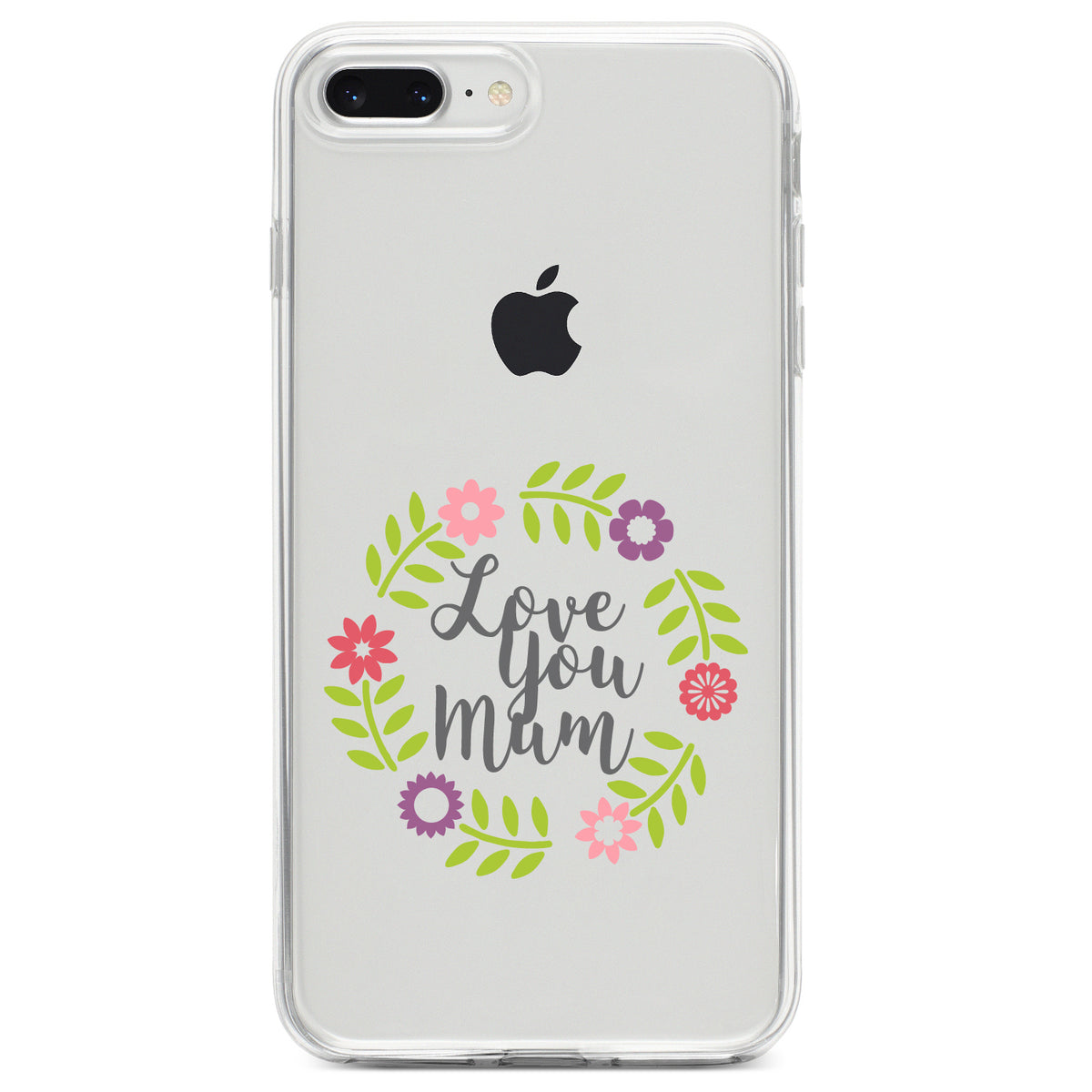 Love You Mum, Floral Border Clear Shockproof iPhone Case, view 6