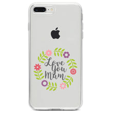 DistinctInk® Clear Shockproof Hybrid Case for Apple iPhone / Samsung Galaxy / Google Pixel - Love You Mum - Floral Border
