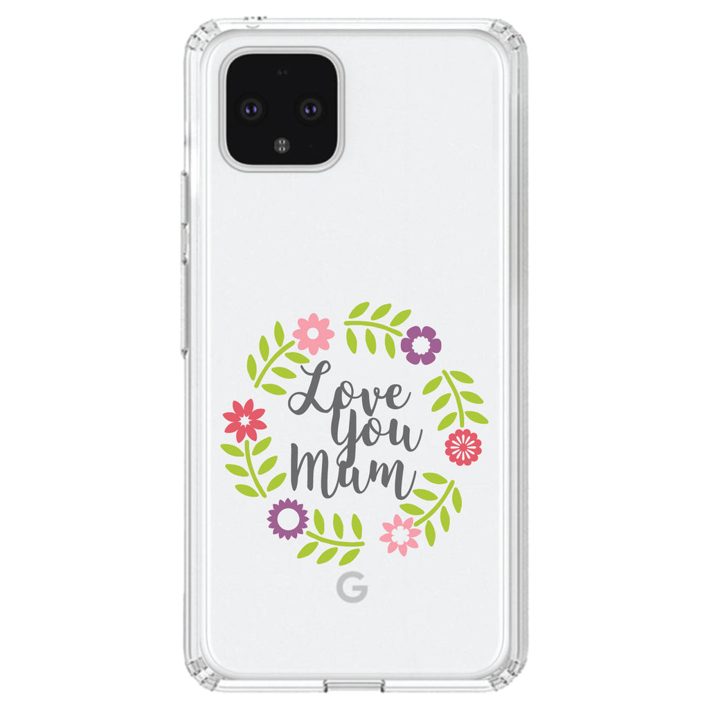Love You Mum, Floral Border Clear Shockproof iPhone Case, view 23