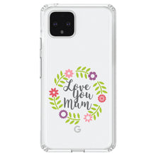 DistinctInk® Clear Shockproof Hybrid Case for Apple iPhone / Samsung Galaxy / Google Pixel - Love You Mum - Floral Border