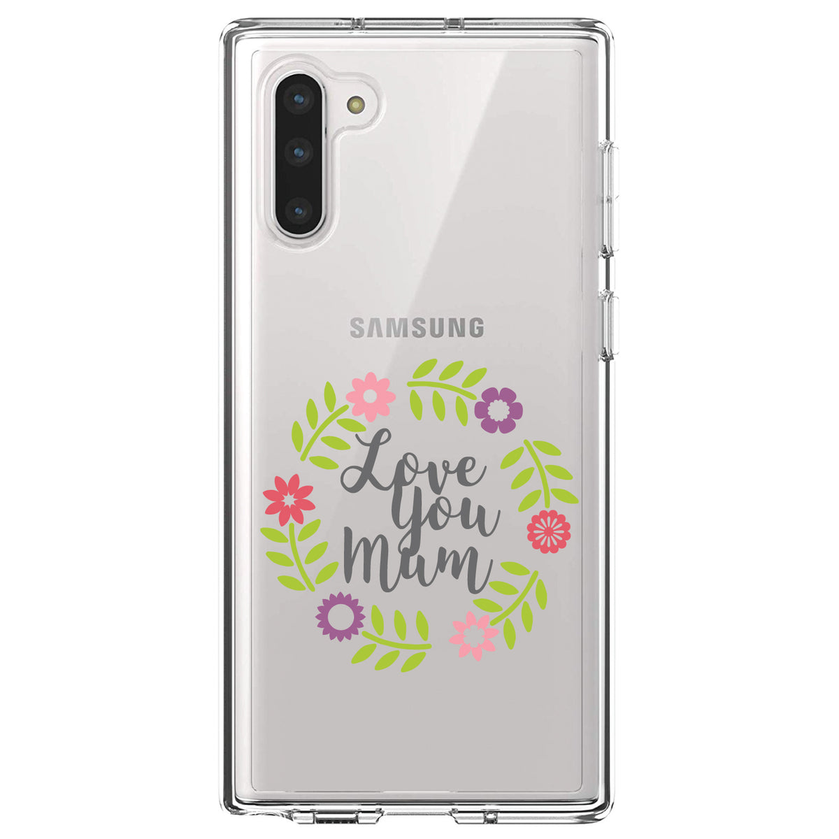 Love You Mum, Floral Border Clear Shockproof iPhone Case, view 9