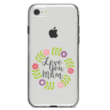 DistinctInk® Clear Shockproof Hybrid Case for Apple iPhone / Samsung Galaxy / Google Pixel - Love You Mum - Floral Border