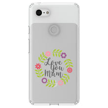 DistinctInk® Clear Shockproof Hybrid Case for Apple iPhone / Samsung Galaxy / Google Pixel - Love You Mum - Floral Border