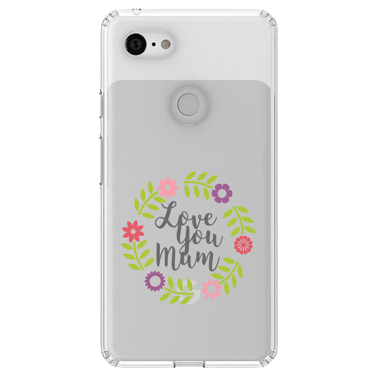 Love You Mum, Floral Border Clear Shockproof iPhone Case, view 21