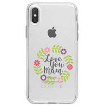 DistinctInk® Clear Shockproof Hybrid Case for Apple iPhone / Samsung Galaxy / Google Pixel - Love You Mum - Floral Border